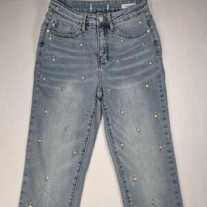Judy Blue High Rise Skinny Fit Embroidered Stars Stretch Jeans Women's Size 5/27